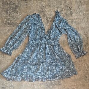 Light Blue Leopard Print Dress